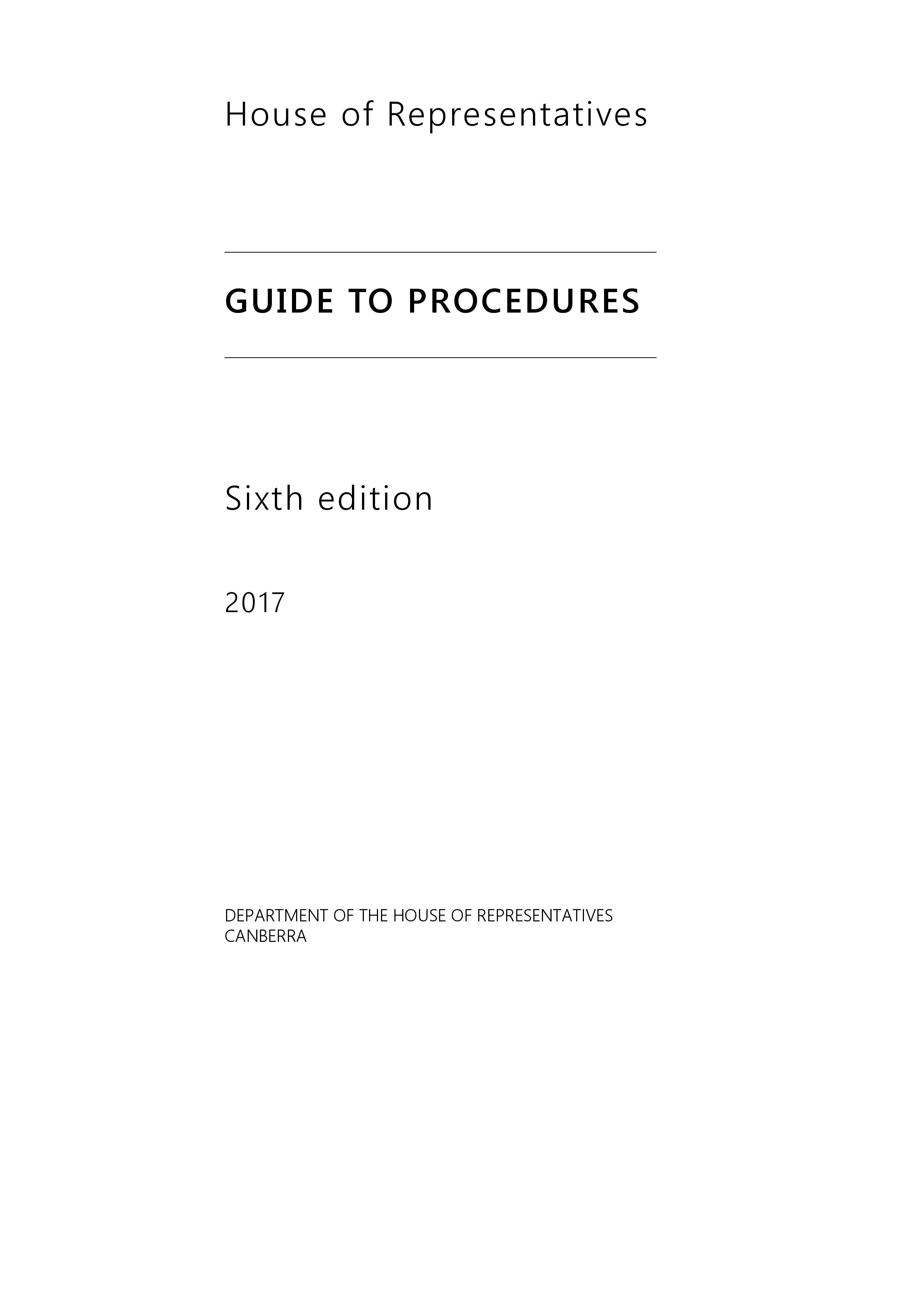 Australian House of Representatives Guide to Procedures